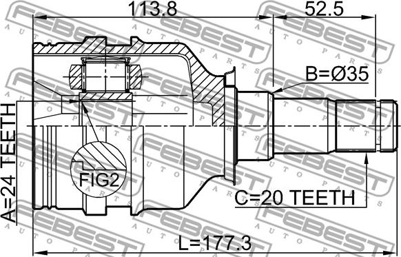 Febest 0111-220LH - Шарнирный комплект, ШРУС, приводной вал unicars.by