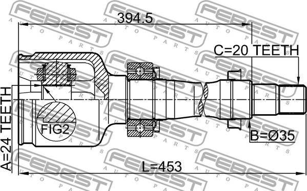 Febest 0111-220RH - Шарнирный комплект, ШРУС, приводной вал unicars.by