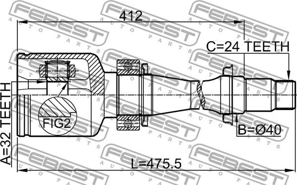 Febest 0111-CDT220RH - Шарнирный комплект, ШРУС, приводной вал unicars.by