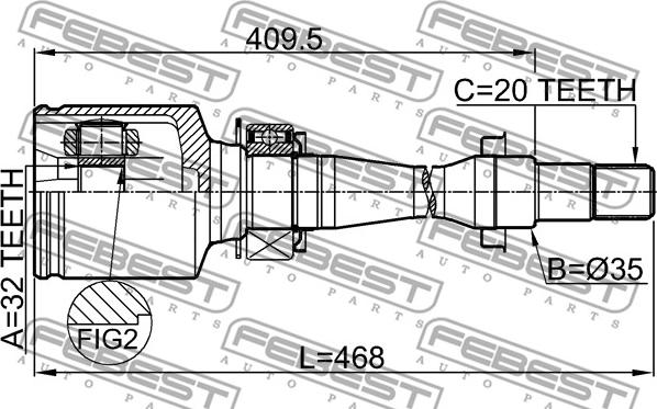 Febest 0111-CT220RH - Шарнирный комплект, ШРУС, приводной вал unicars.by