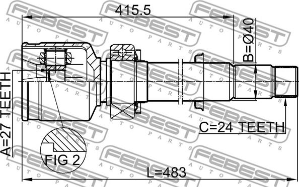 Febest 0111-GSV40RH - Шарнирный комплект, ШРУС, приводной вал unicars.by