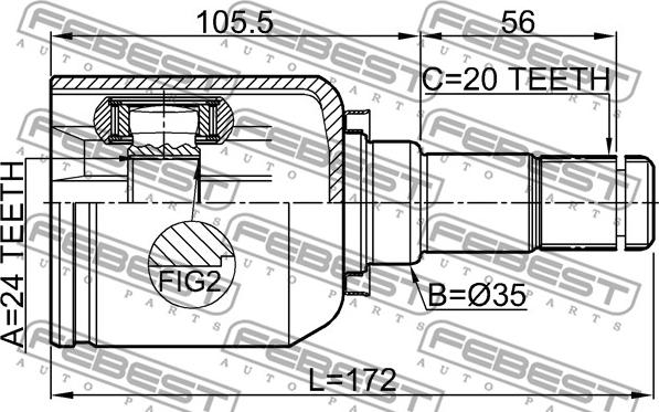 Febest 0111-NDE120LH - Шарнирный комплект, ШРУС, приводной вал unicars.by