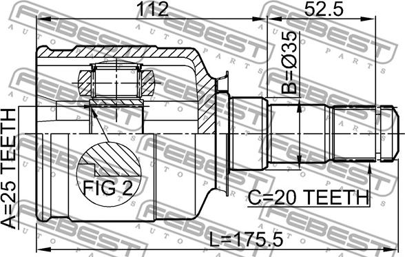 Febest 0111-ST215LH - Шарнирный комплект, ШРУС, приводной вал unicars.by