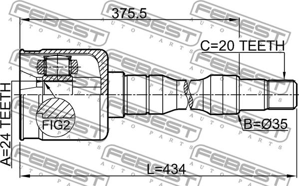 Febest 0111-SXV20RH - Шарнирный комплект, ШРУС, приводной вал unicars.by