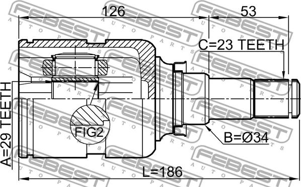 Febest 0111-ZZE132U - Шарнирный комплект, ШРУС, приводной вал unicars.by