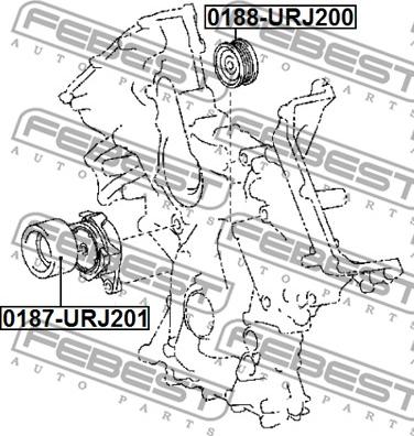 Febest 0187-URJ201 - Ролик, поликлиновый ремень unicars.by