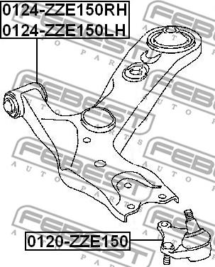 Febest 0124-ZZE150LH - Рычаг подвески колеса unicars.by