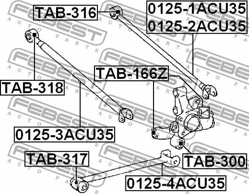 Febest TAB-300 - Сайлентблок, рычаг подвески колеса unicars.by