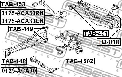 Febest TAB-453 - Сайлентблок, рычаг подвески колеса unicars.by