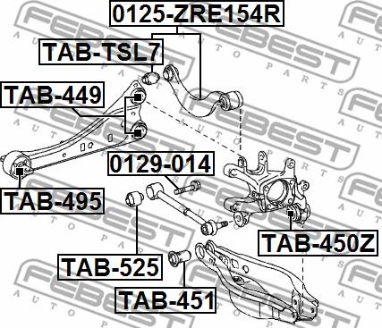 Febest TAB-525 - Сайлентблок, рычаг подвески колеса unicars.by