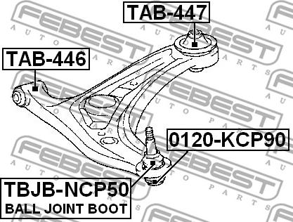 Febest TAB-446 - Сайлентблок, рычаг подвески колеса unicars.by