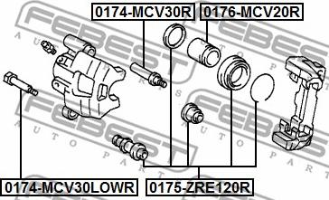 Febest 0174-MCV30LOWR - Направляющий болт, корпус скобы тормоза unicars.by