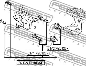 Febest 0174-ZZE120F-KIT - Направляющий болт, корпус скобы тормоза unicars.by