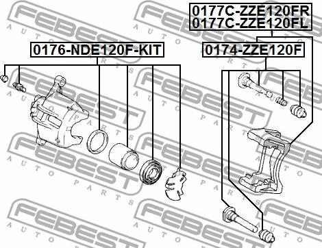 Febest 0177C-ZZE120FL - Комплект поддержки корпуса скобы тормоза unicars.by