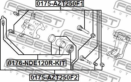 Febest 0176-NDE120R-KIT - Ремкомплект, тормозной суппорт unicars.by