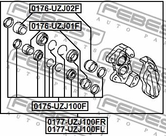 Febest 0177-UZJ100FR - Тормозной суппорт unicars.by