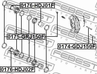 Febest 0176-HDJ01F - Поршень, корпус скобы тормоза unicars.by