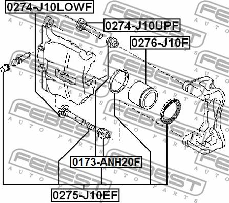 Febest 0274-J10LOWF - Направляющий болт, корпус скобы тормоза unicars.by