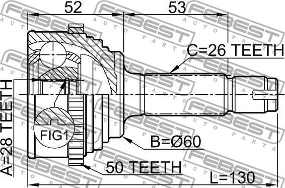 Febest 0310-054A50 - Шарнирный комплект, ШРУС, приводной вал unicars.by