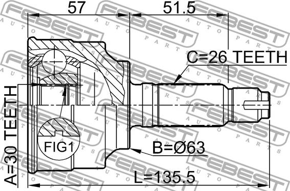 Febest 0310-060 - Шарнирный комплект, ШРУС, приводной вал unicars.by
