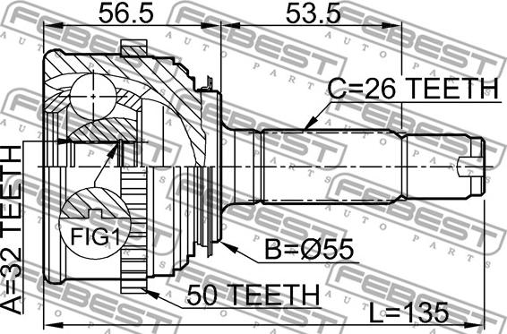 Febest 0310-021A50 - Шарнирный комплект, ШРУС, приводной вал unicars.by