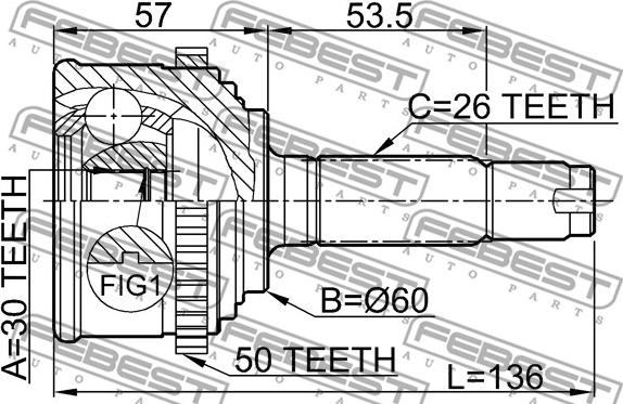 Febest 0310-CF4A50 - Шарнирный комплект, ШРУС, приводной вал unicars.by