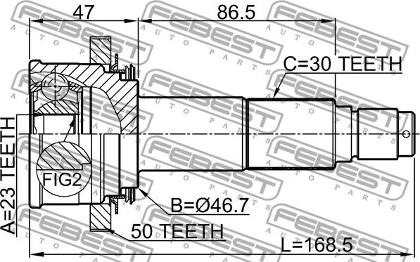 Febest 0310-HRV4WDA50 - Шарнирный комплект, ШРУС, приводной вал unicars.by