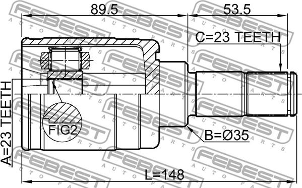 Febest 0311-HRV4WDLH - Шарнирный комплект, ШРУС, приводной вал unicars.by