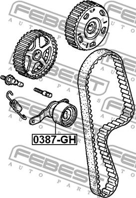 Febest 0387-GH - Натяжной ролик, зубчатый ремень ГРМ unicars.by