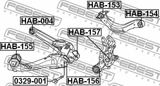 Febest HAB-153 - Сайлентблок, рычаг подвески колеса unicars.by