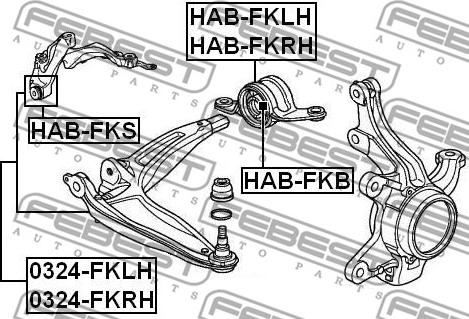 Febest HAB-FKB - Сайлентблок, рычаг подвески колеса unicars.by