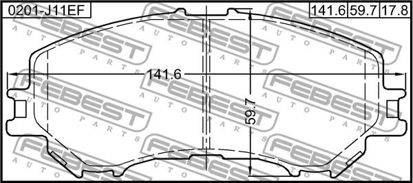 Febest 0201-J11EF - Тормозные колодки, дисковые, комплект unicars.by