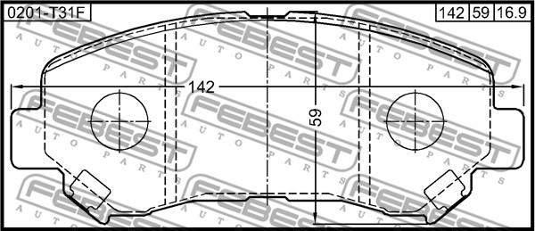 Febest 0201-T31F - Тормозные колодки, дисковые, комплект unicars.by