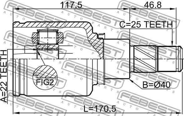 Febest 0211-F15LH - Шарнирный комплект, ШРУС, приводной вал unicars.by