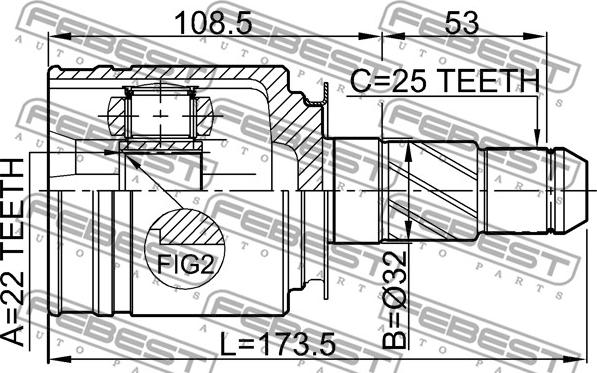 Febest 0211-FX35RH - Шарнирный комплект, ШРУС, приводной вал unicars.by