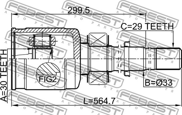 Febest 0211-R52VQ35RH - Шарнирный комплект, ШРУС, приводной вал unicars.by