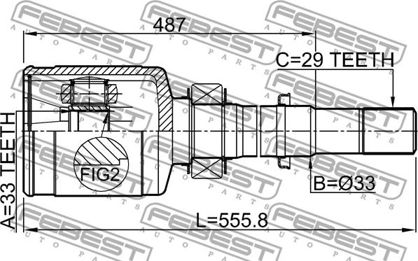 Febest 0211-T31MTRH - Шарнирный комплект, ШРУС, приводной вал unicars.by