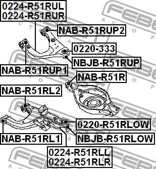 Febest NAB-R51RL2 - Сайлентблок, рычаг подвески колеса unicars.by