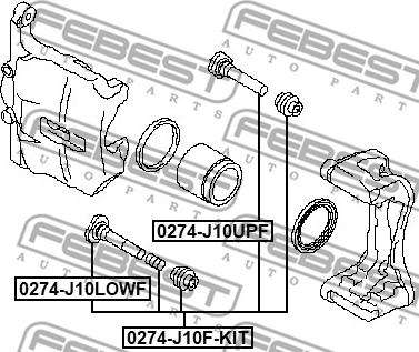 Febest 0274-J10F-KIT - Направляющий болт, корпус скобы тормоза unicars.by