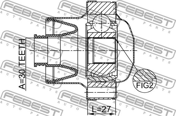 Febest 0711-JB424FSHA - Шарнир, продольный вал unicars.by