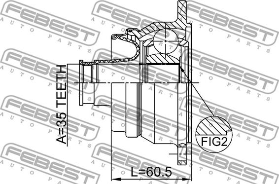 Febest 0711-JB424RSHA - Шарнир, продольный вал unicars.by