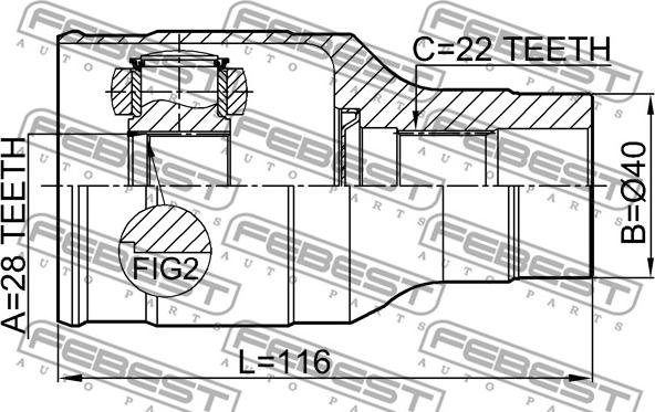 Febest 0711-RS415RH - Шарнирный комплект, ШРУС, приводной вал unicars.by