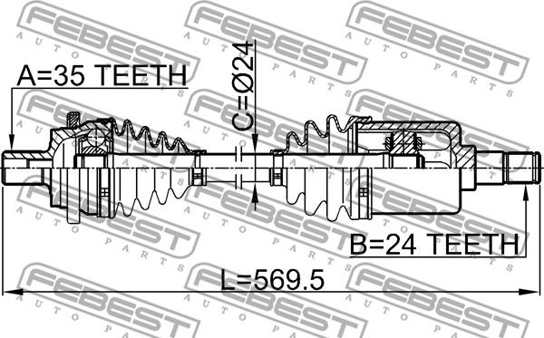 Febest 1614-203RH - Приводной вал unicars.by