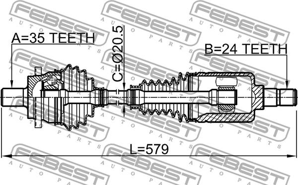 Febest 1614-211RH - Приводной вал unicars.by