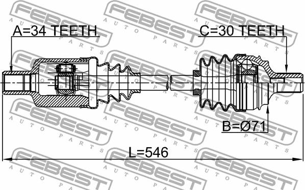 Febest 1614-221FLH - Приводной вал unicars.by