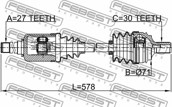 Febest 1614-221FRH - Приводной вал unicars.by