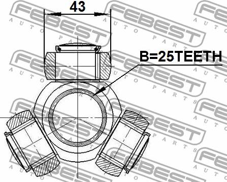 Febest 1616-169 - Трипоид, муфта с шипами, приводной вал unicars.by