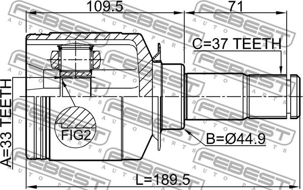 Febest 1611-164LH - Шарнирный комплект, ШРУС, приводной вал unicars.by