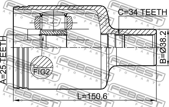 Febest 1611-204LH - Шарнирный комплект, ШРУС, приводной вал unicars.by