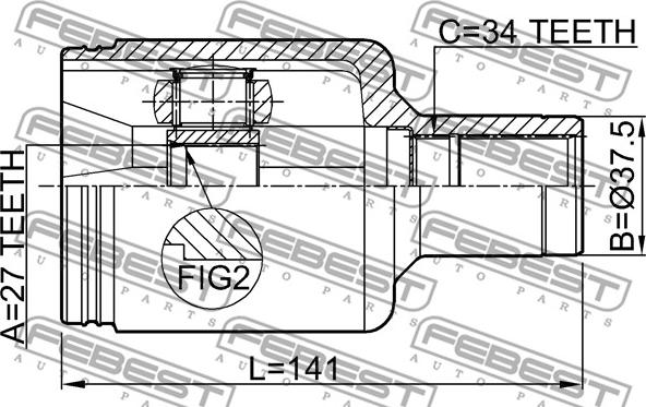 Febest 1611-220LH - Шарнирный комплект, ШРУС, приводной вал unicars.by